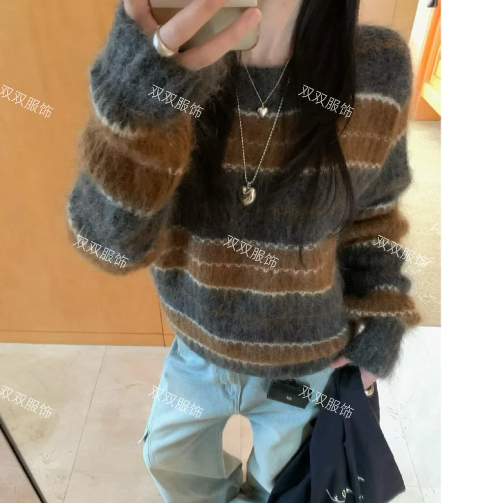 【SSOUHAN】马海毛撞色休闲慵懒保暖针织衫百搭韩系风