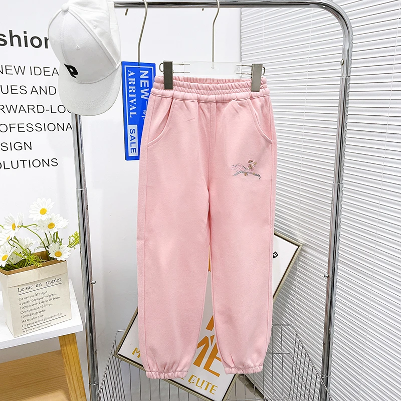 春秋新款休闲时尚女孩长裤上衣儿童春秋款洋气卫裤zb5418简约童品