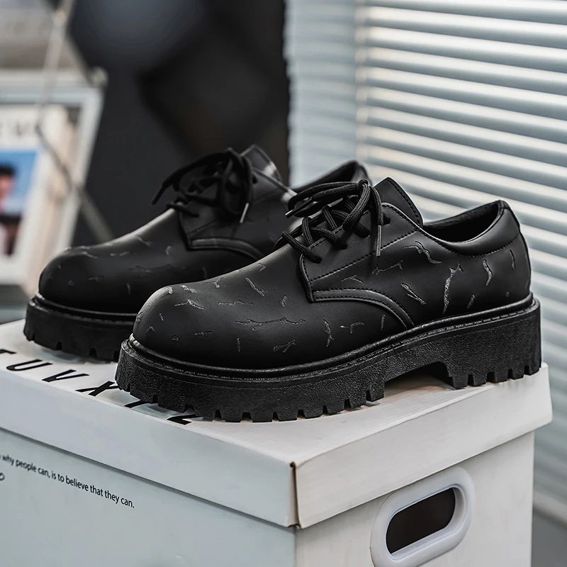 2025春季新款小众厚底德比鞋男休闲皮鞋时尚潮流韩版大头德比鞋