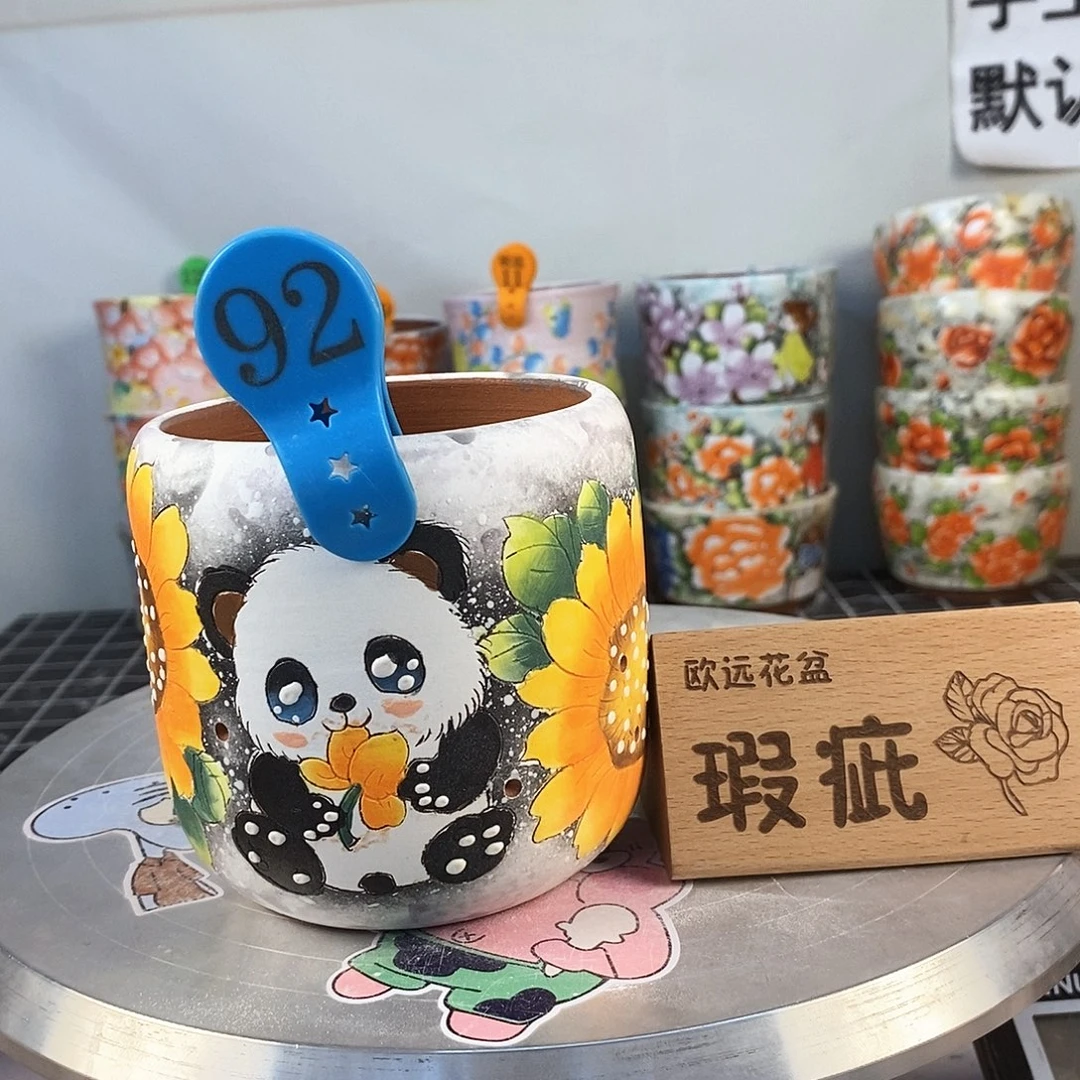 花盆紫砂红陶手绘花盆