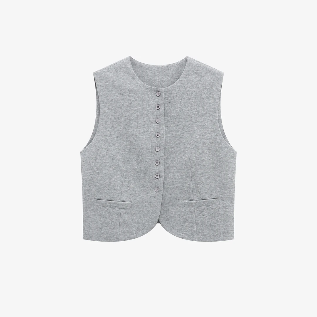 春秋针织时尚休闲灰色马夹商务无袖马甲- JKK000637【如如专属】