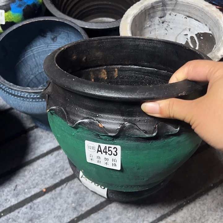 453瑕疵窑裂有孔高14口20