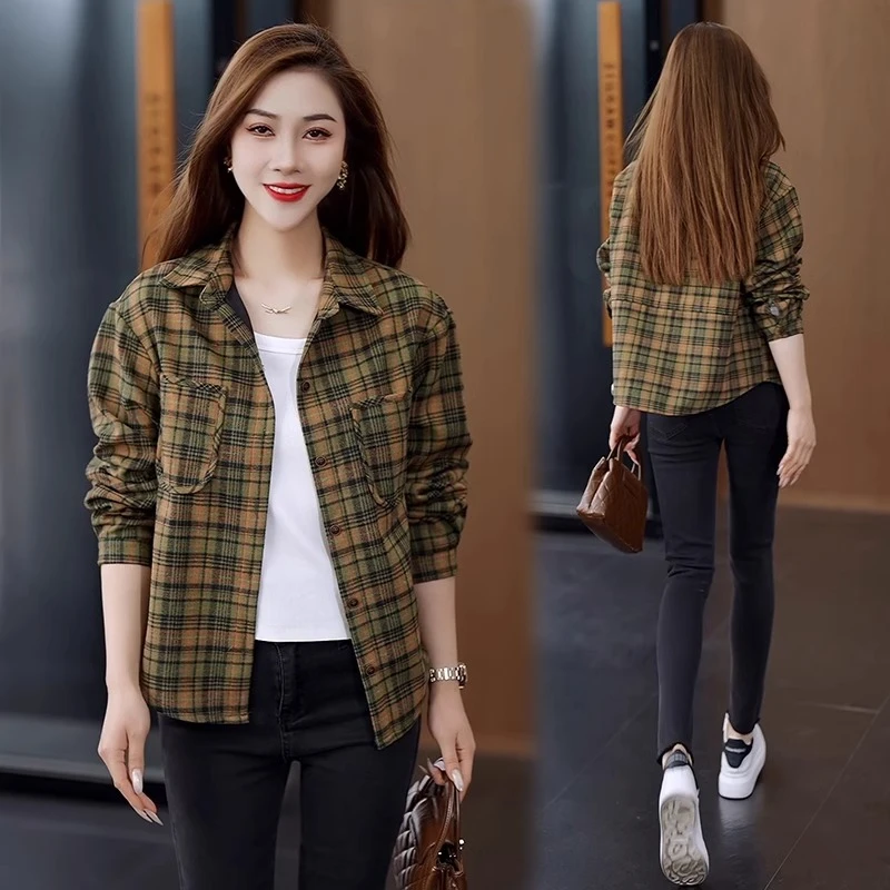 复古格子衬衫女2025年春季新款时尚洋气显瘦港风设计感上衣薄外套