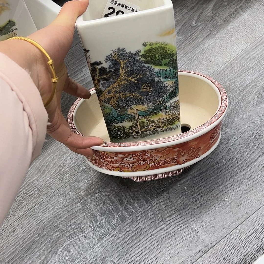 紫砂花盆298号瑕疵2个口不正气泡处理介意勿拍