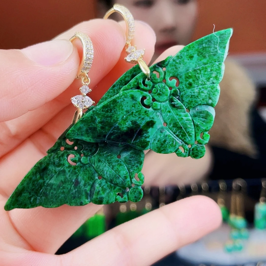 翡翠银S925镶嵌耳饰