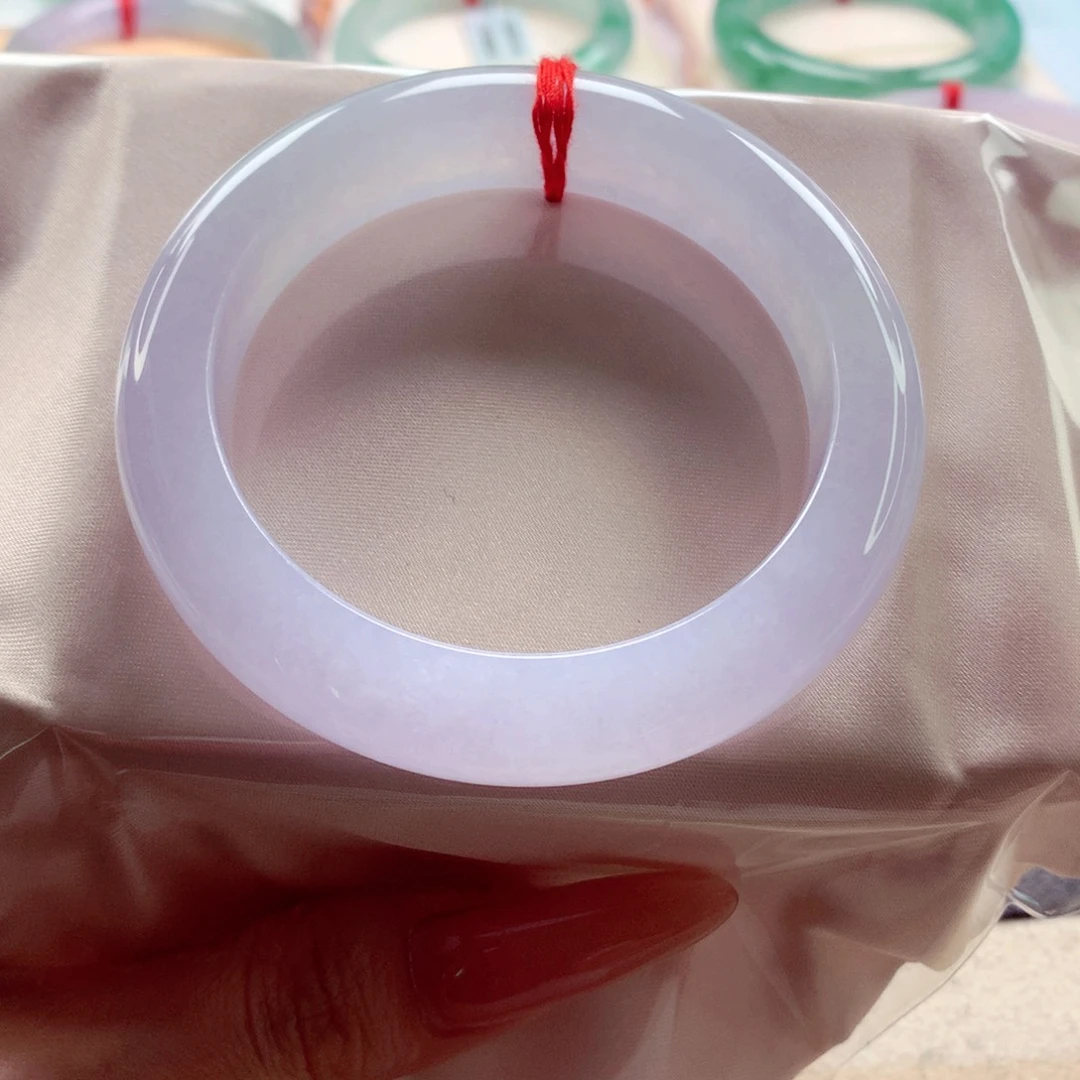 翡翠未镶嵌手镯冰润细腻冰粉紫满色强推