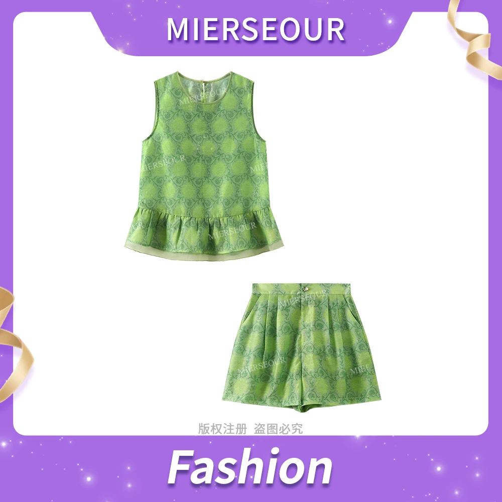 -【曼陀罗】立体层次提花上衣短裤套装5621-