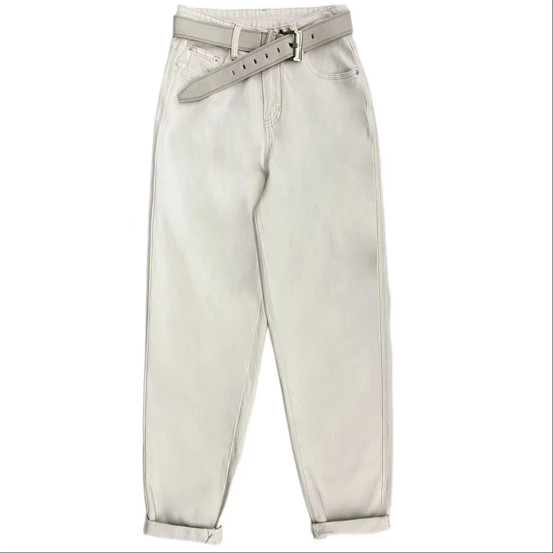 初晓2025年春季新款女士休闲百搭牛仔裤 蓝色象牙灰6M1013