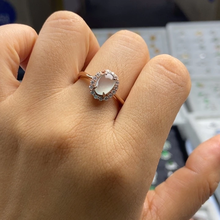 翡翠戒指银S925镶嵌戒指