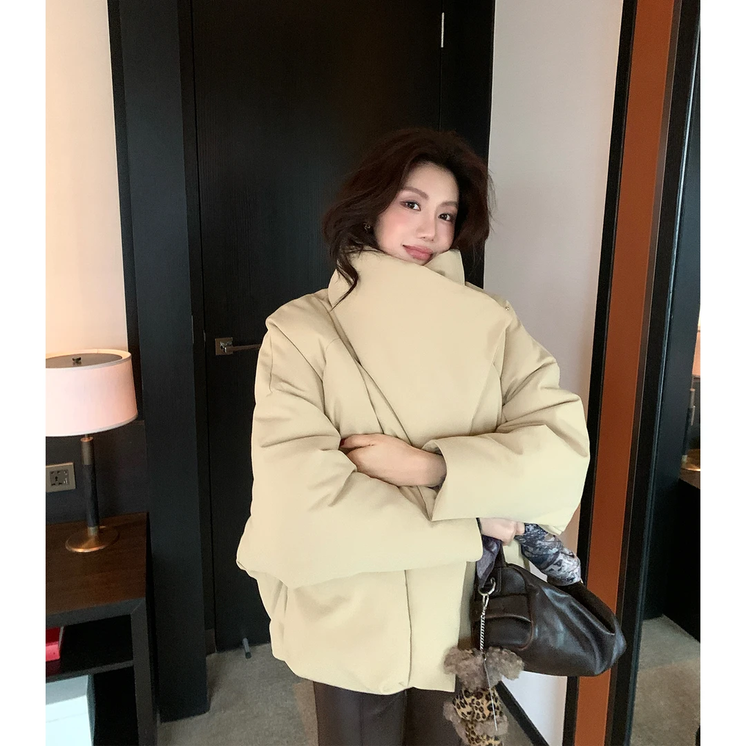【ALONE SAVOR】龍喜儿缀影 秋冬立领保暖90白鹅绒羽绒服T492