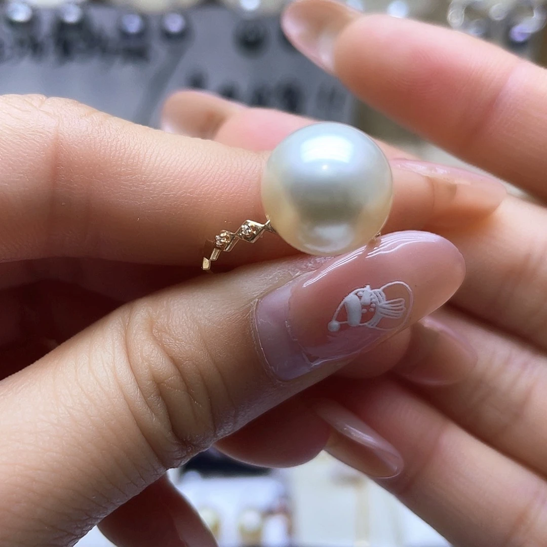 海水珍珠戒指18K金镶嵌