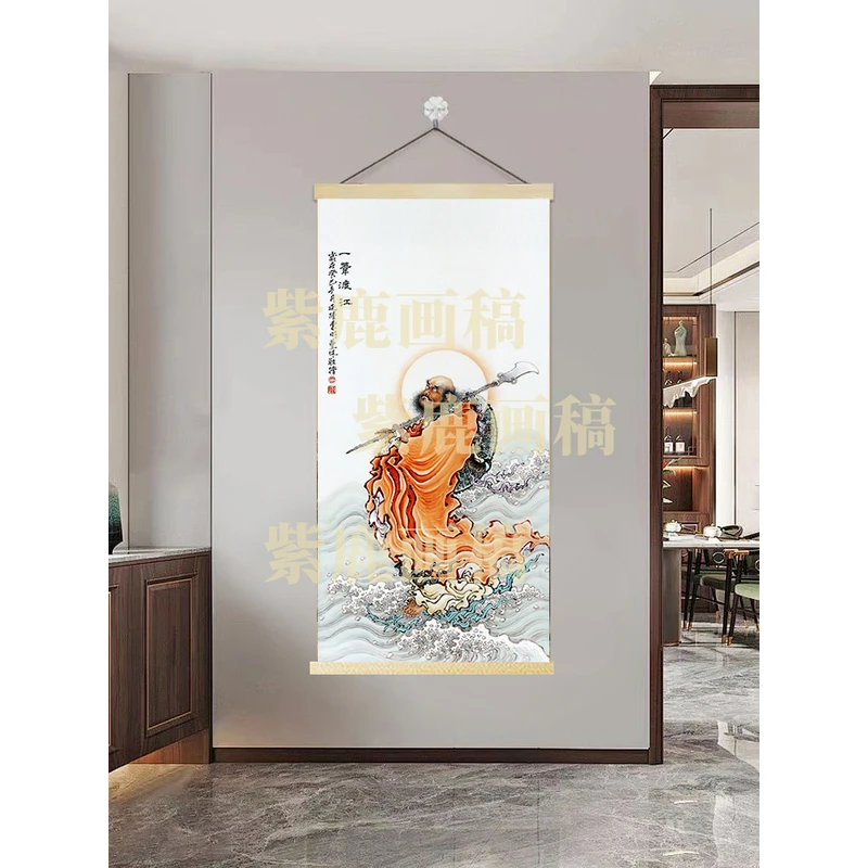 【618一苇渡江】60x120cm现代简约挂轴装饰画办公室家居装饰画