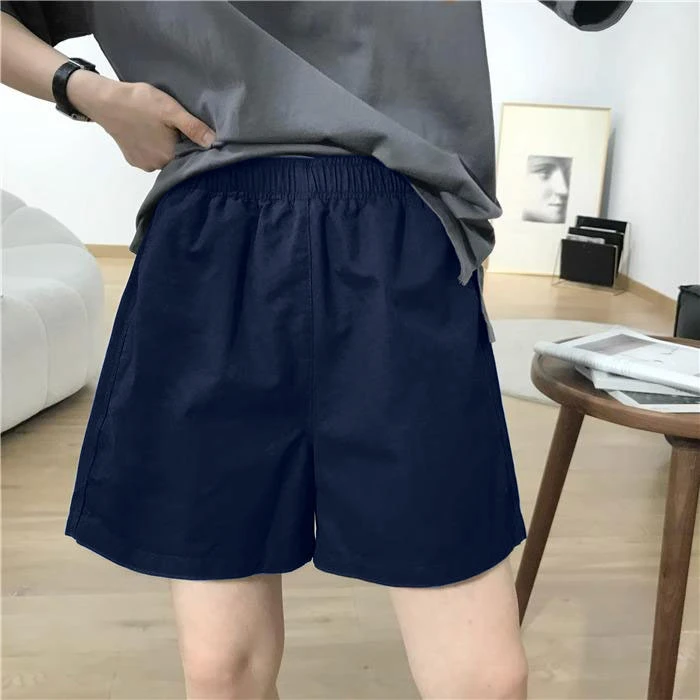 夏季韩版高腰宽松阔腿裤百搭显瘦纯色简约休闲新款短裤棉质短裤女