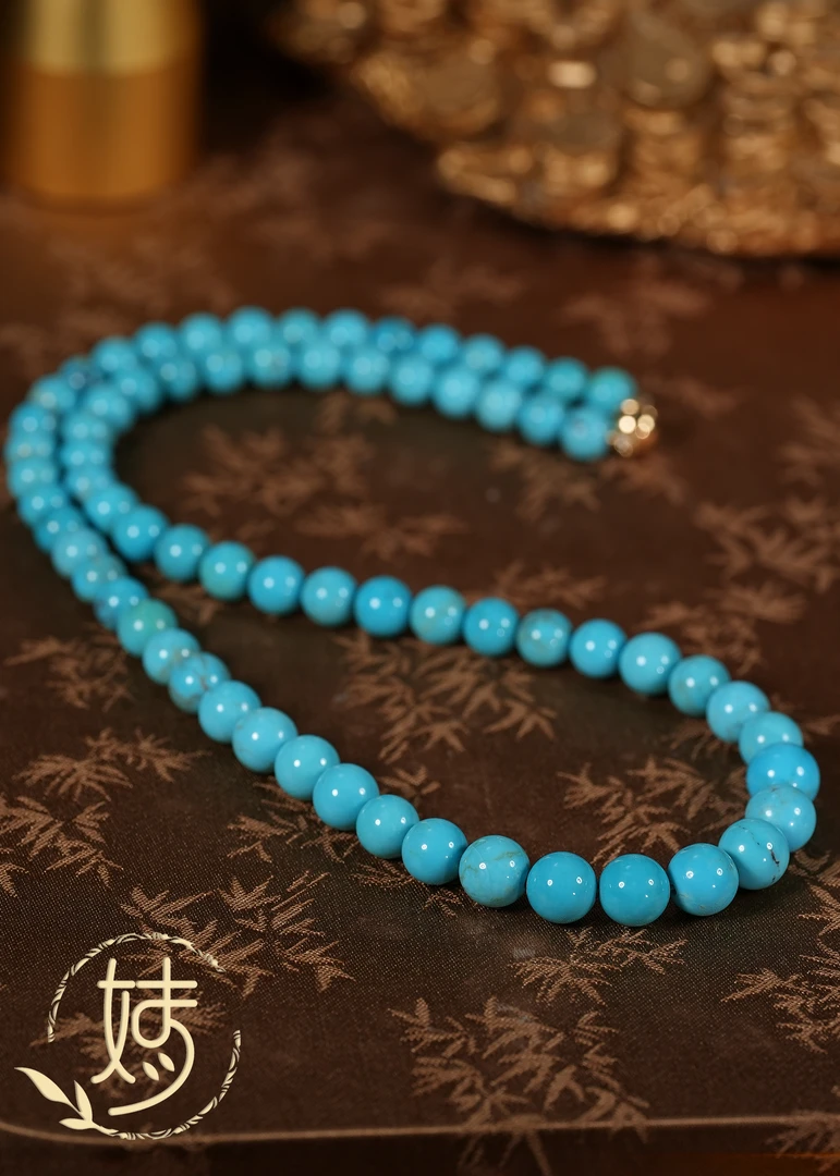 【婧婧精选】藏品 · 18K金原矿绿松石意境水草纹塔链