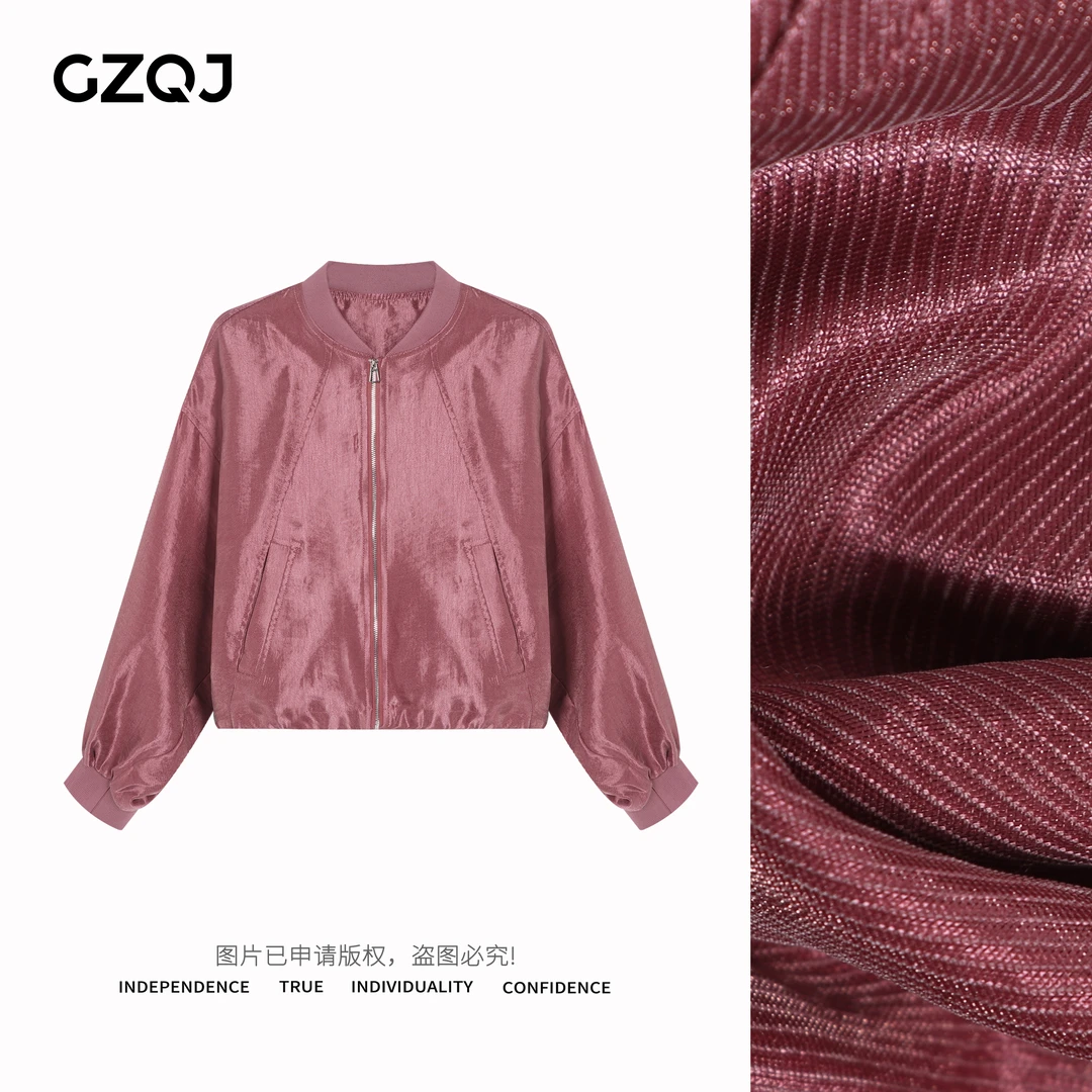 广州琴姐【梅间晚风】时尚休闲立领拉链长袖外套女士春季上衣66511