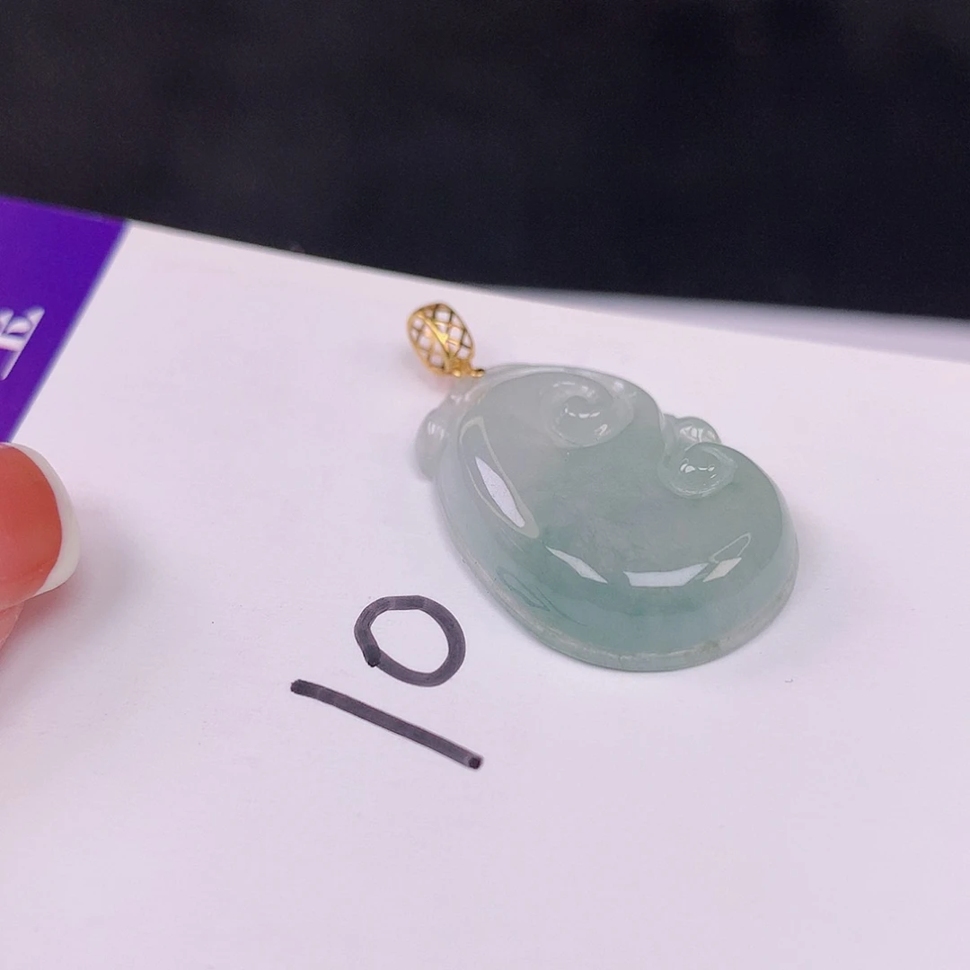 【闪购商品】翡翠18K金镶嵌颈饰稳****〆不带链子