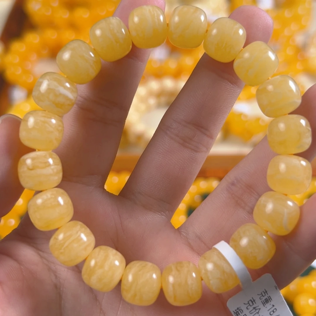 琥珀未镶嵌手链18.66g俄料虎皮纹12mm ad