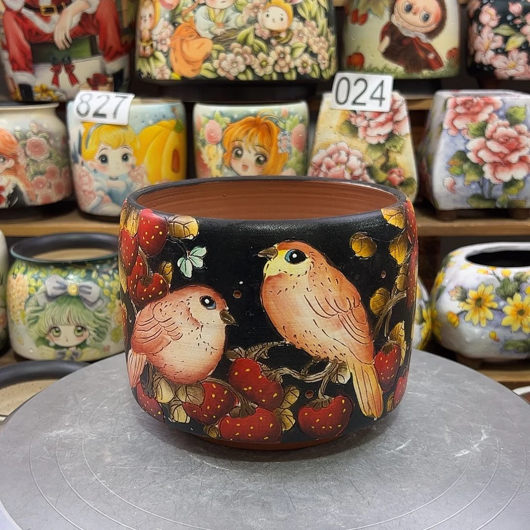 景德镇炫彩手绘口13.5高12.5