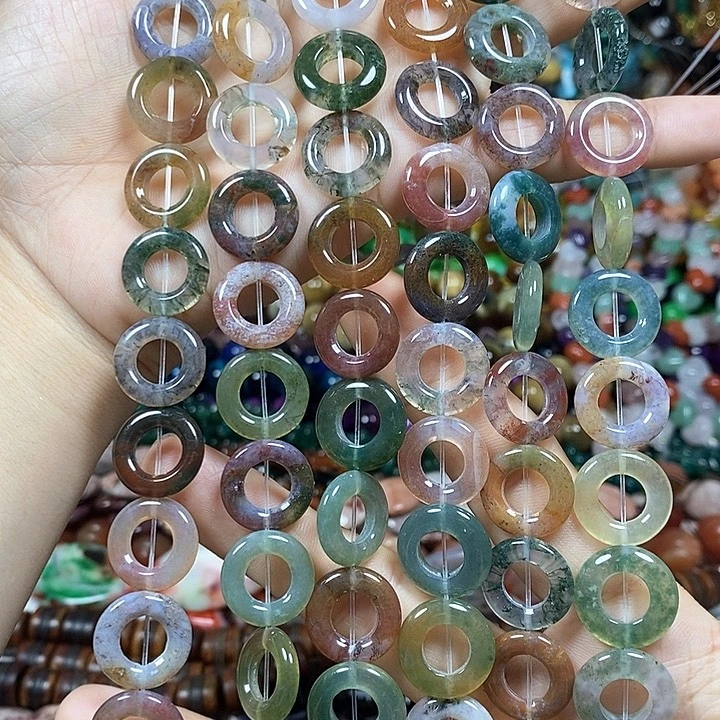 玛瑙/玉髓未镶嵌珠宝半成品水草玛瑙卡15-16mm