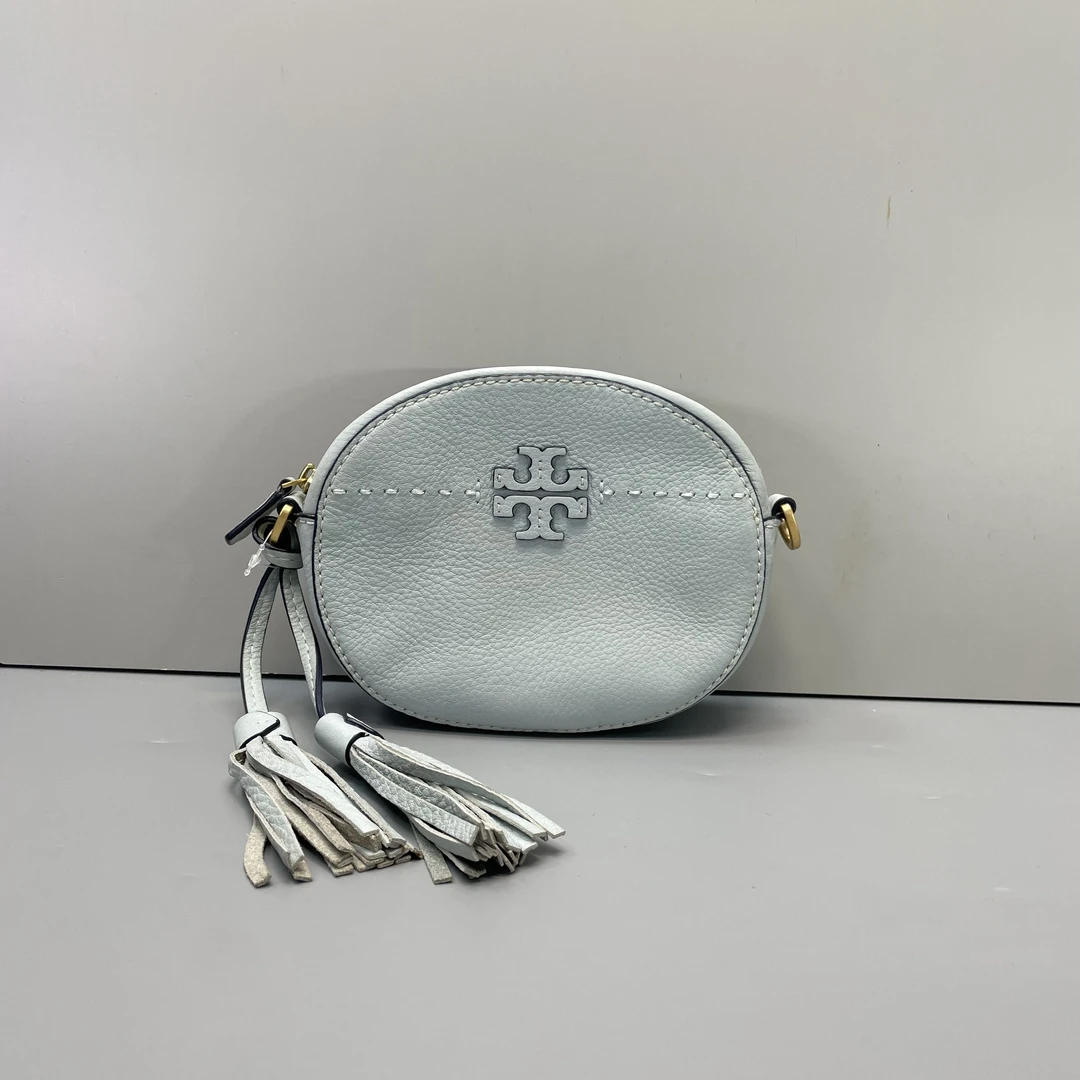 95新 TORY BURCH/汤丽柏琦 小林/蓝色迷你相机包17*14*5cmB012212