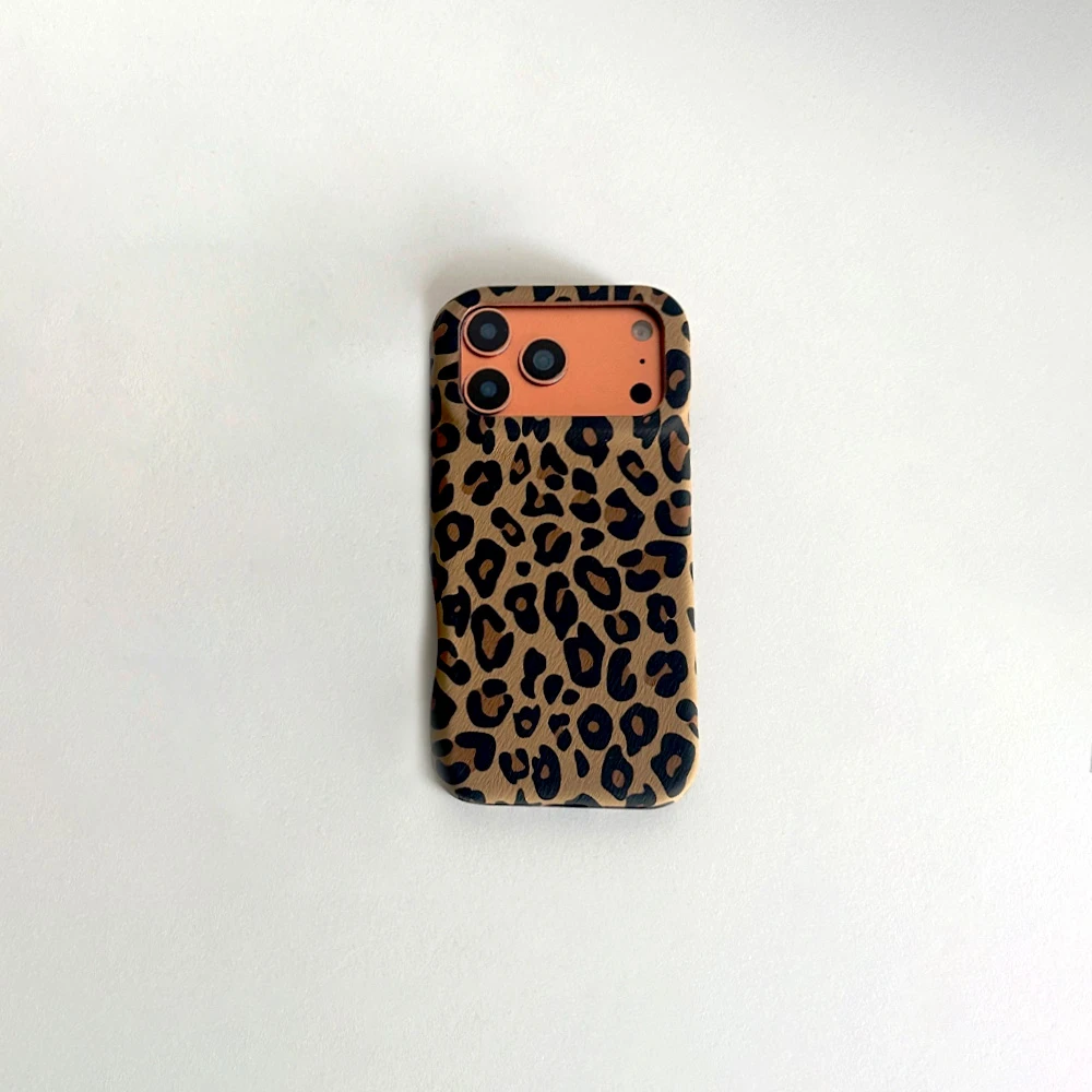 全包星宇橙色INS防摔高档豹纹手机壳适用苹果16简约iPhone17PRO