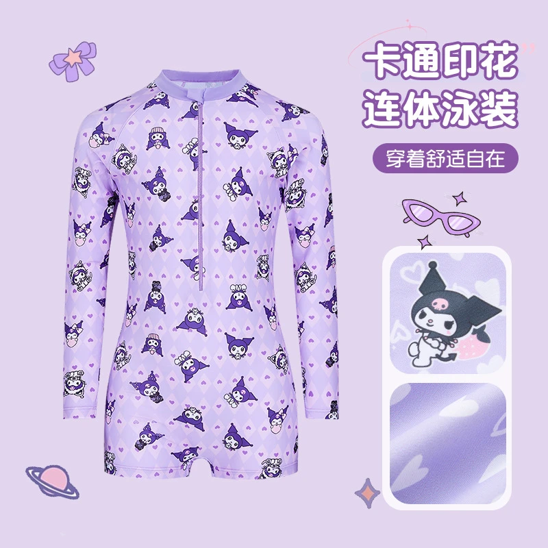 夏季儿童连体平角游泳衣可爱库洛米女童泳衣海边度假韩版宝宝泳装