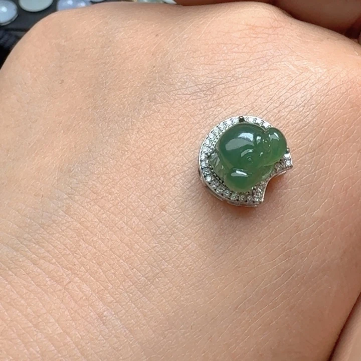 翡翠银S925镶嵌吊坠(不含链)