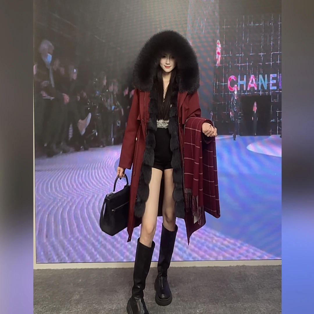 糖糖专属【玉兔狐狸毛】2025新款派克服狐狸领 内胆狐狸毛加兔毛