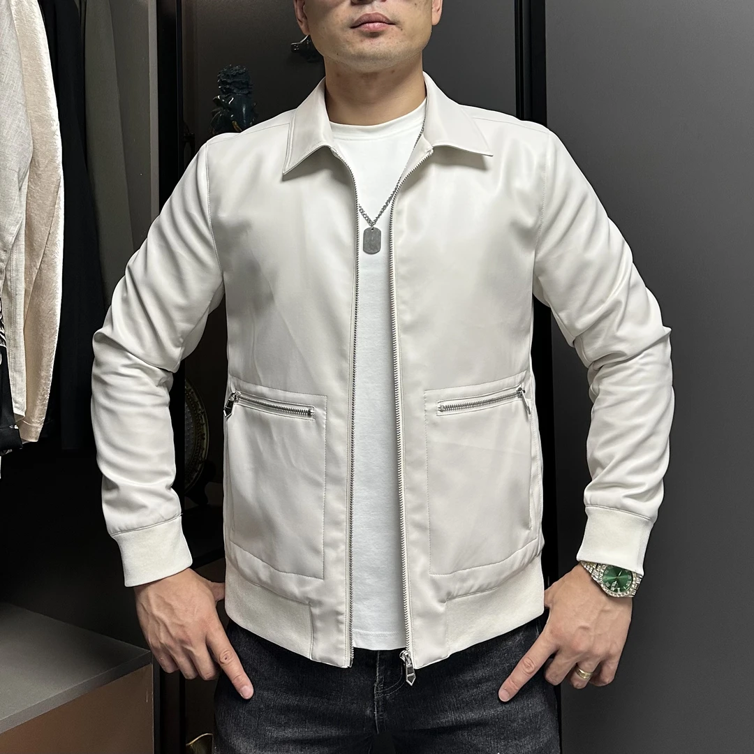 2025秋季新款男士常规款商务休闲翻领水洗夹克潮流帅气时尚修身