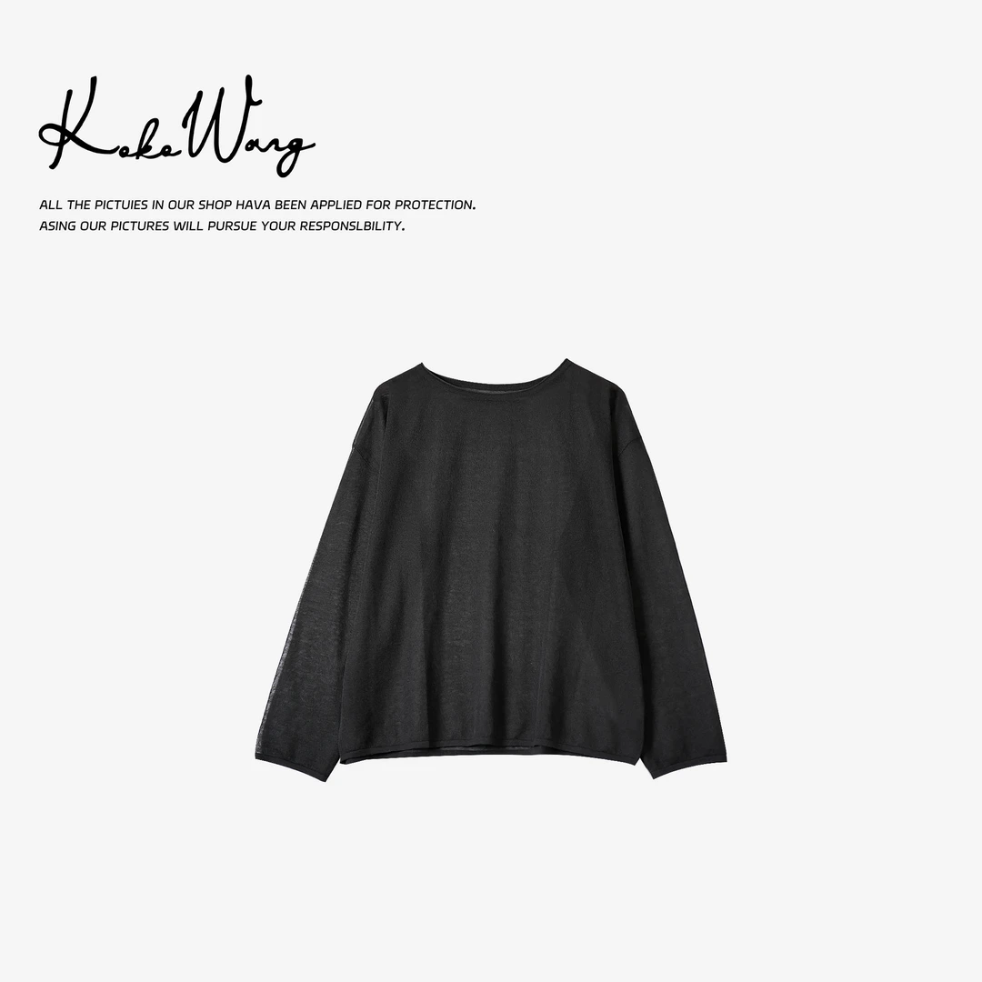 KOKO WANG夏季薄款空调衫性感半透圆领长袖上衣罩衫N1265E26T43