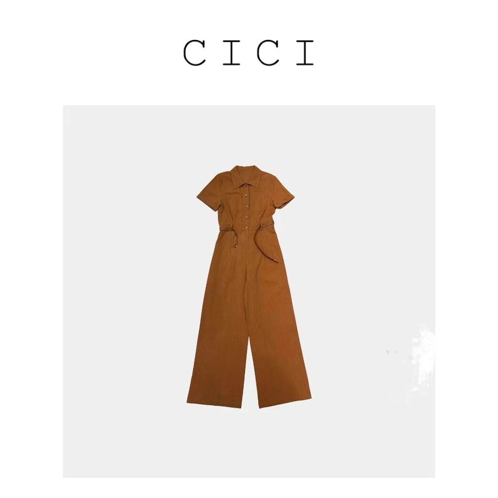 CiCIStudio亚麻+天丝时尚显瘦2025新款连体衣千金清冷感贵系衣服