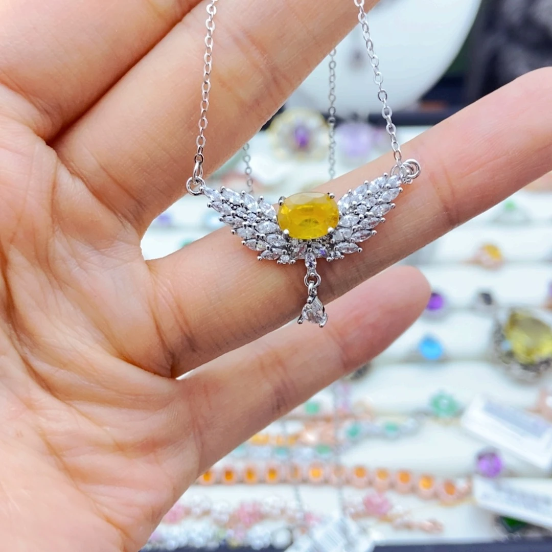 颈饰彩色蓝宝石银S925镶嵌