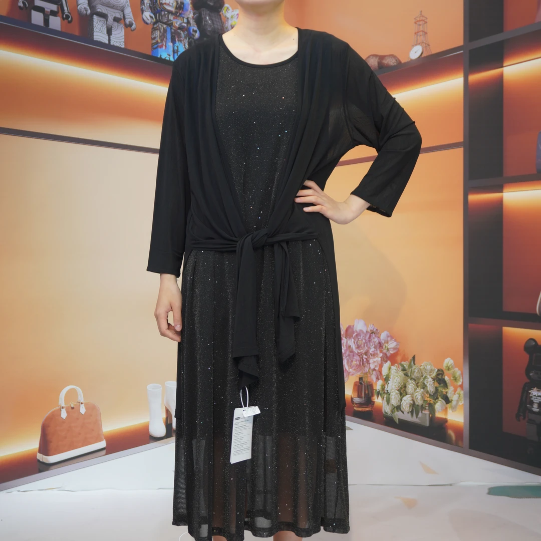 颖宝原创 005  夏季新款简约重奢时尚气质设计师款连衣裙开衫