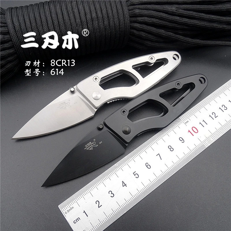 三刃木折刀614镂空工艺钢材折叠水果小刀可携式户外经典工具刀