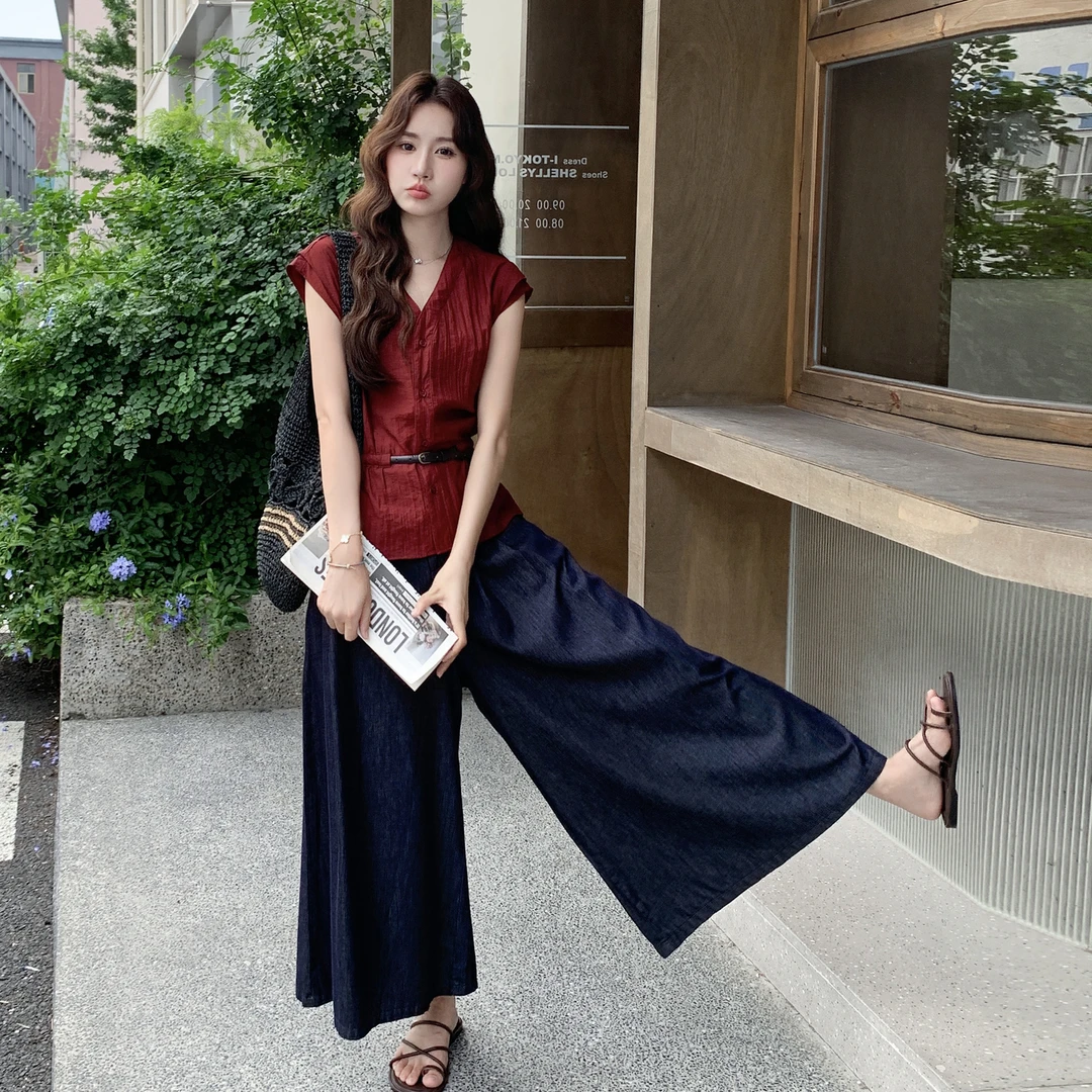 超好看绝美显瘦背心阔腿裤套装女2025夏季新款显瘦ootd穿搭两件套