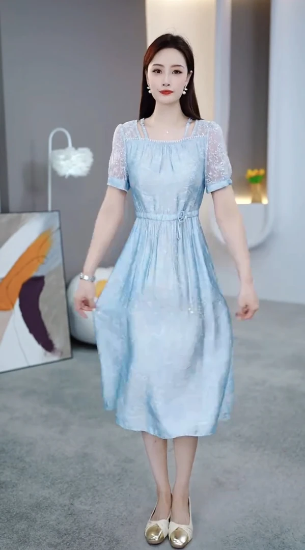 [依铭服饰] KK859 # 新款 2025 夏季 减龄 收腰 显瘦  连衣裙