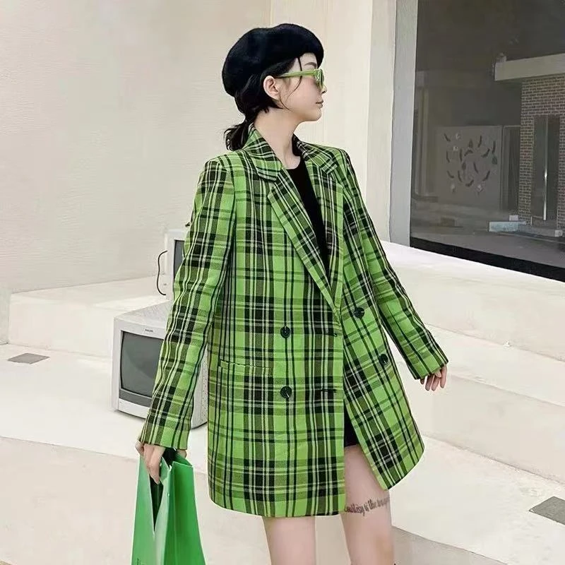 【静姐宠粉】春秋显瘦网红时尚休闲百搭宽松秋冬格子西装22A02