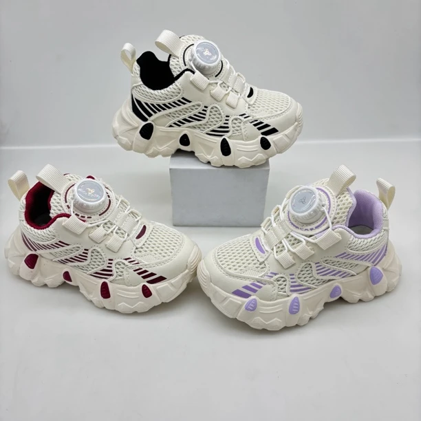 儿童新款双网透气春季男童女童潮款休闲时尚百搭纽扣运动鞋02