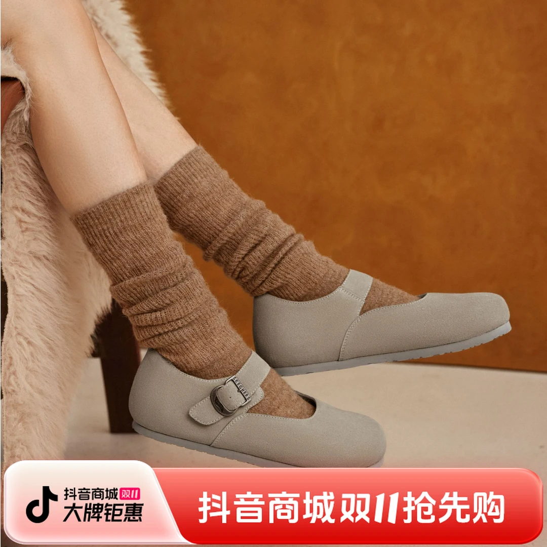 斯凯奇勃肯鞋女25年新款一脚蹬皮面圆头玛丽珍鞋浅口单鞋159281