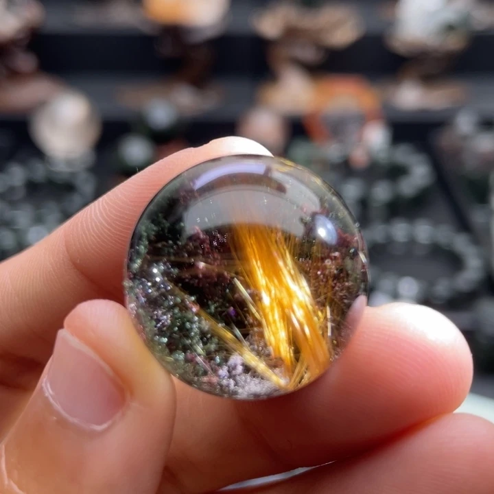未镶嵌水晶颈饰红绿幽灵发晶共生单珠定制