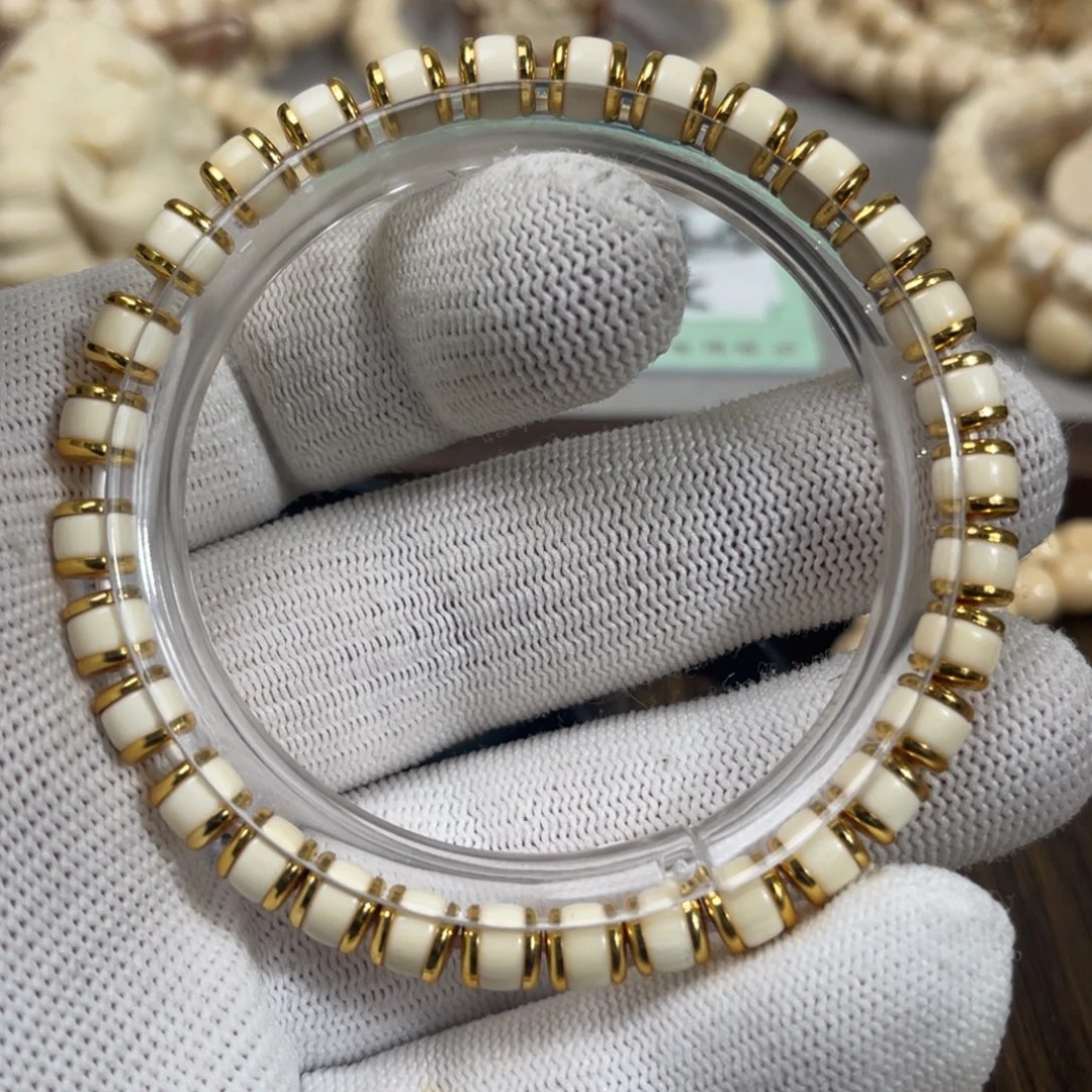 猛犸象牙手串/手链/手镯铜盾单圈