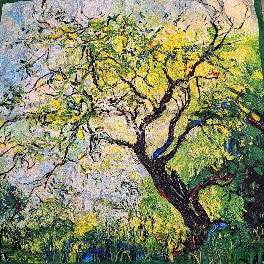 【A56-123 绿树】70*70丝毛新款潮流女士复古围巾气质围脖丝巾