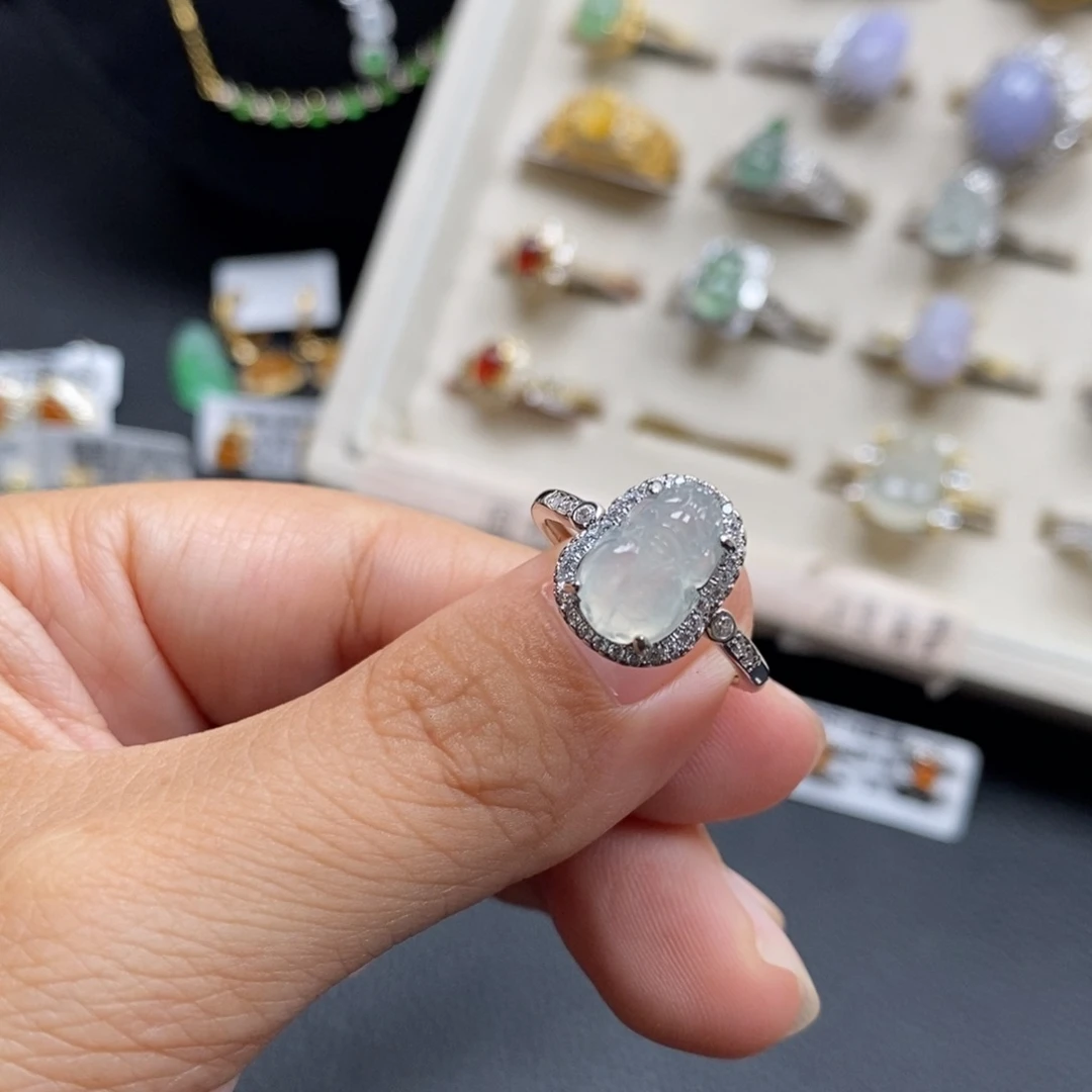 翡翠银S925镶嵌戒指