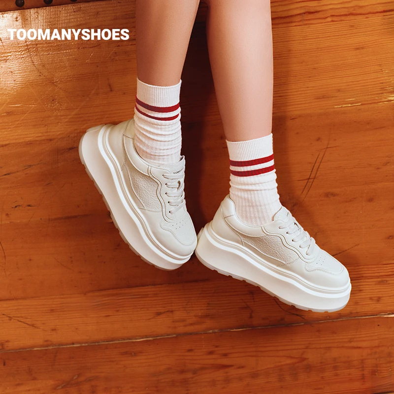 【达人】Toomanyshoes女鞋2025新款坠入云端运动休闲鞋厚底增高板鞋