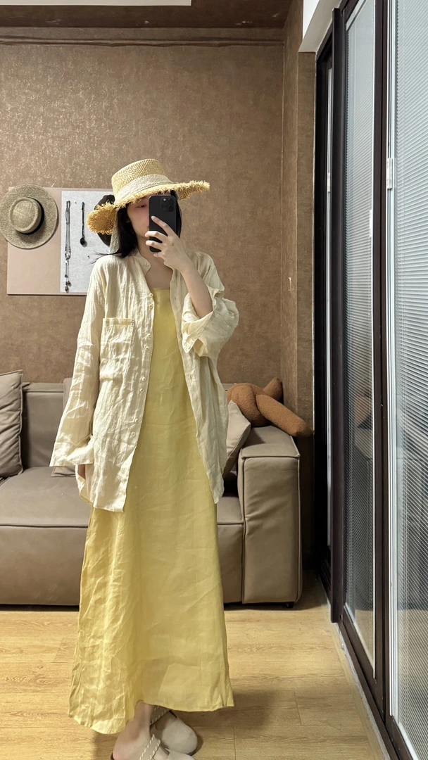 苎麻吊带裙＋苎麻外披气质显瘦夏季时尚温柔国风
