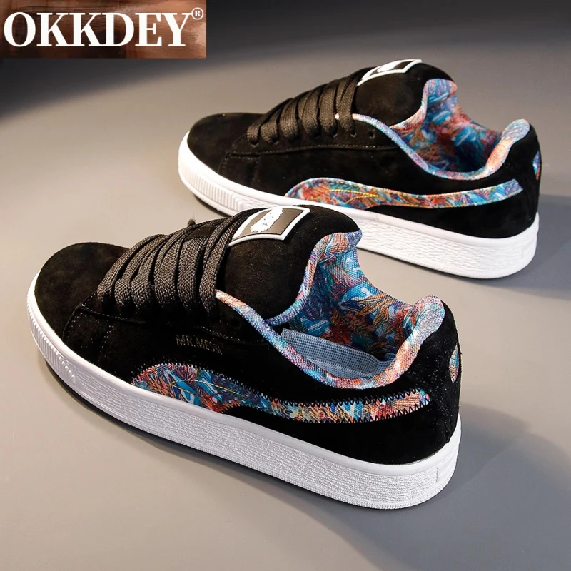 okkdey复古男士面包鞋秋季低帮学生休闲潮鞋软底百搭情侣款板鞋