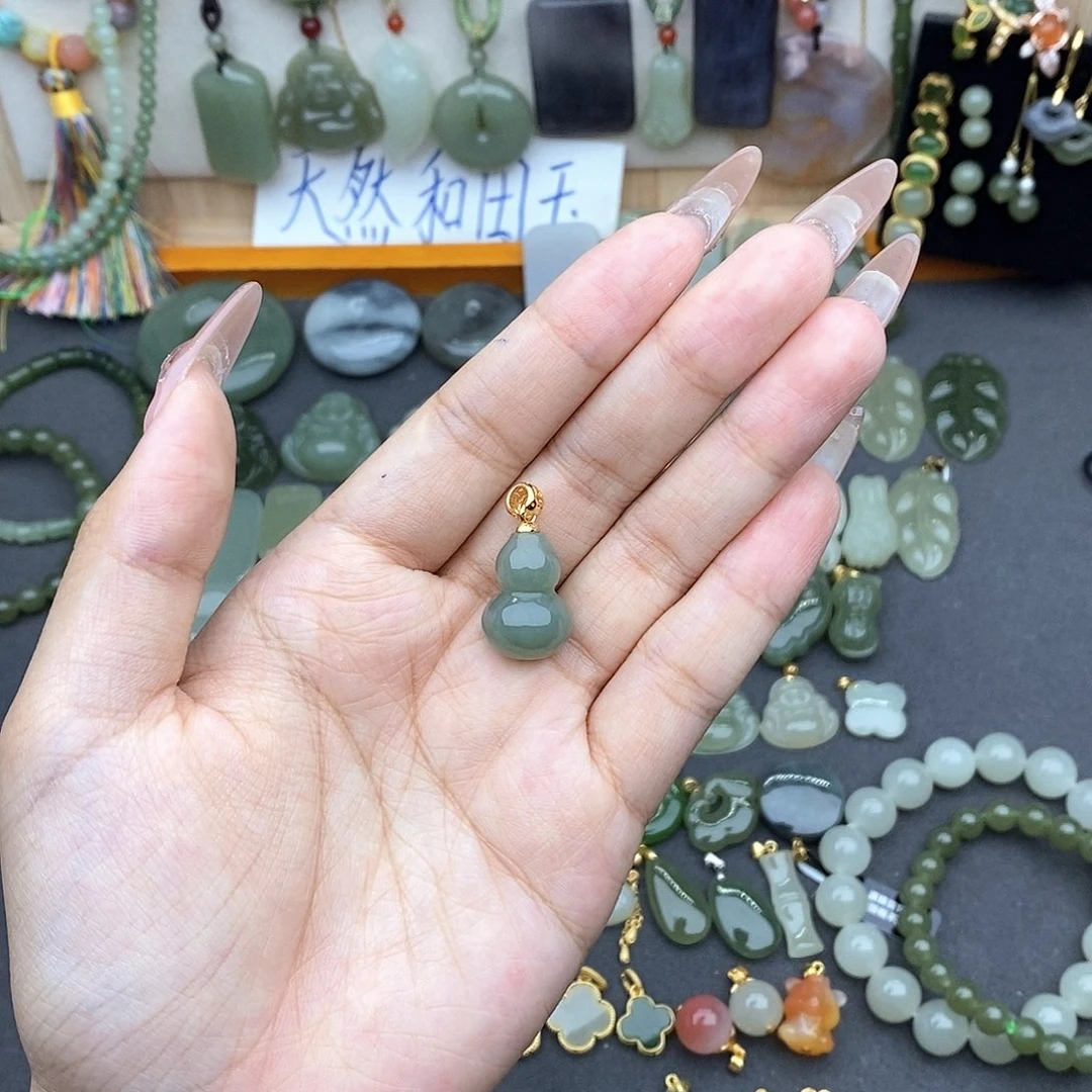 和田玉银S925镶嵌吊坠(不含链)