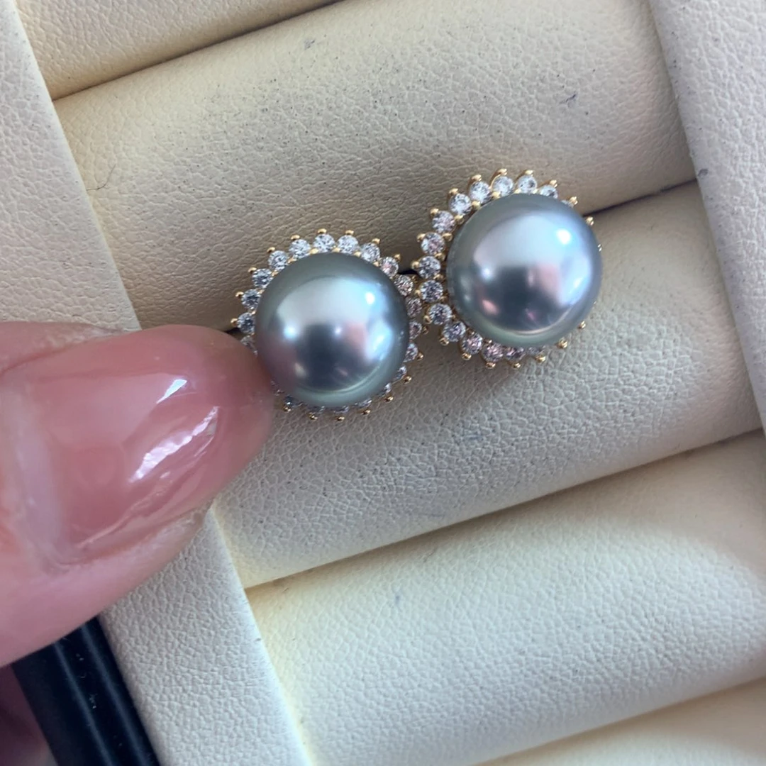 海水珍珠耳饰银S925镶嵌
