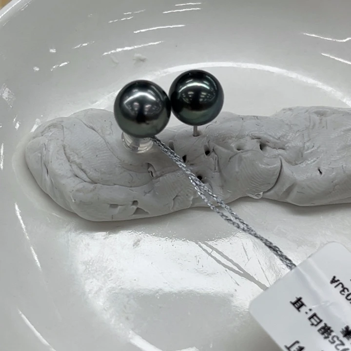 银S925镶嵌耳饰海水珍珠8-9mm131号