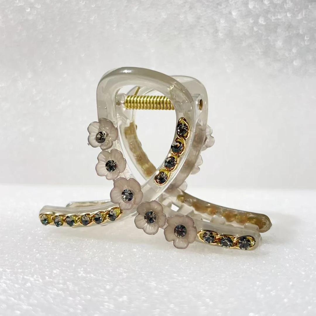 MY SISTERS韩国东大门树脂小花满钻8CM抓夹